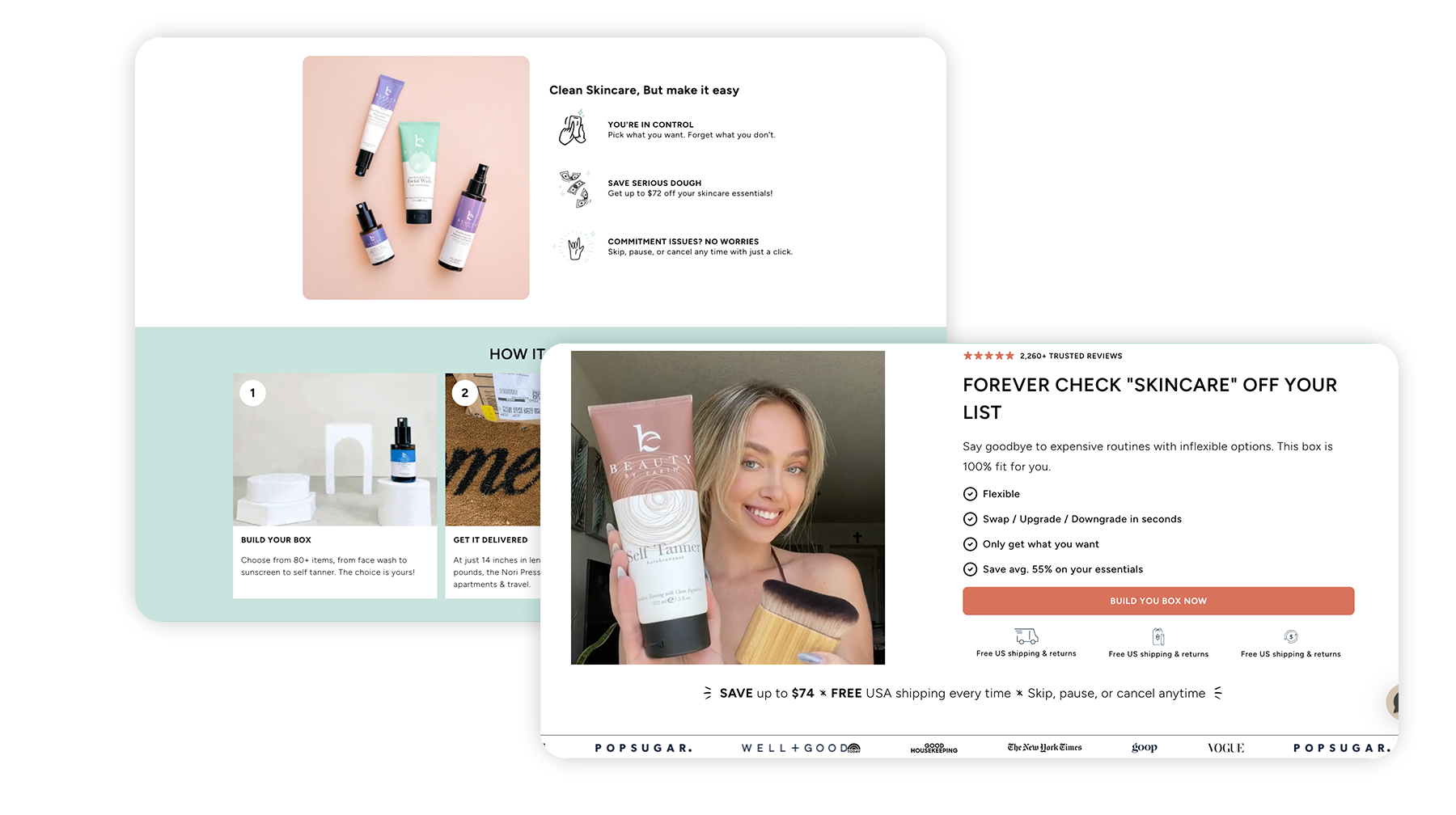 Beauty by Earth BYO bundle subscription landing page