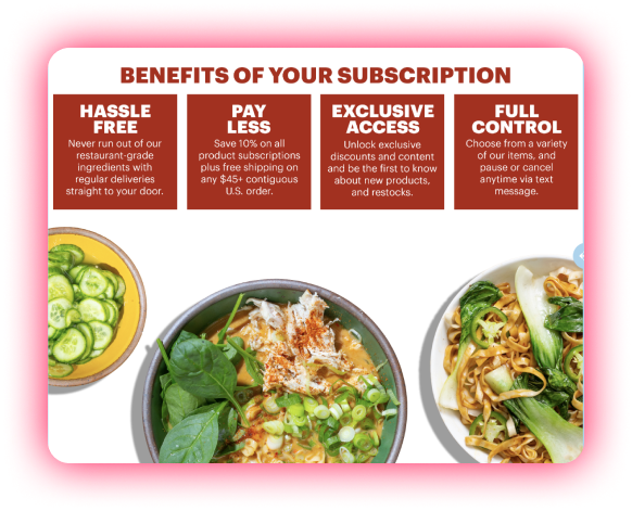 Momofuku email of subscription benefits