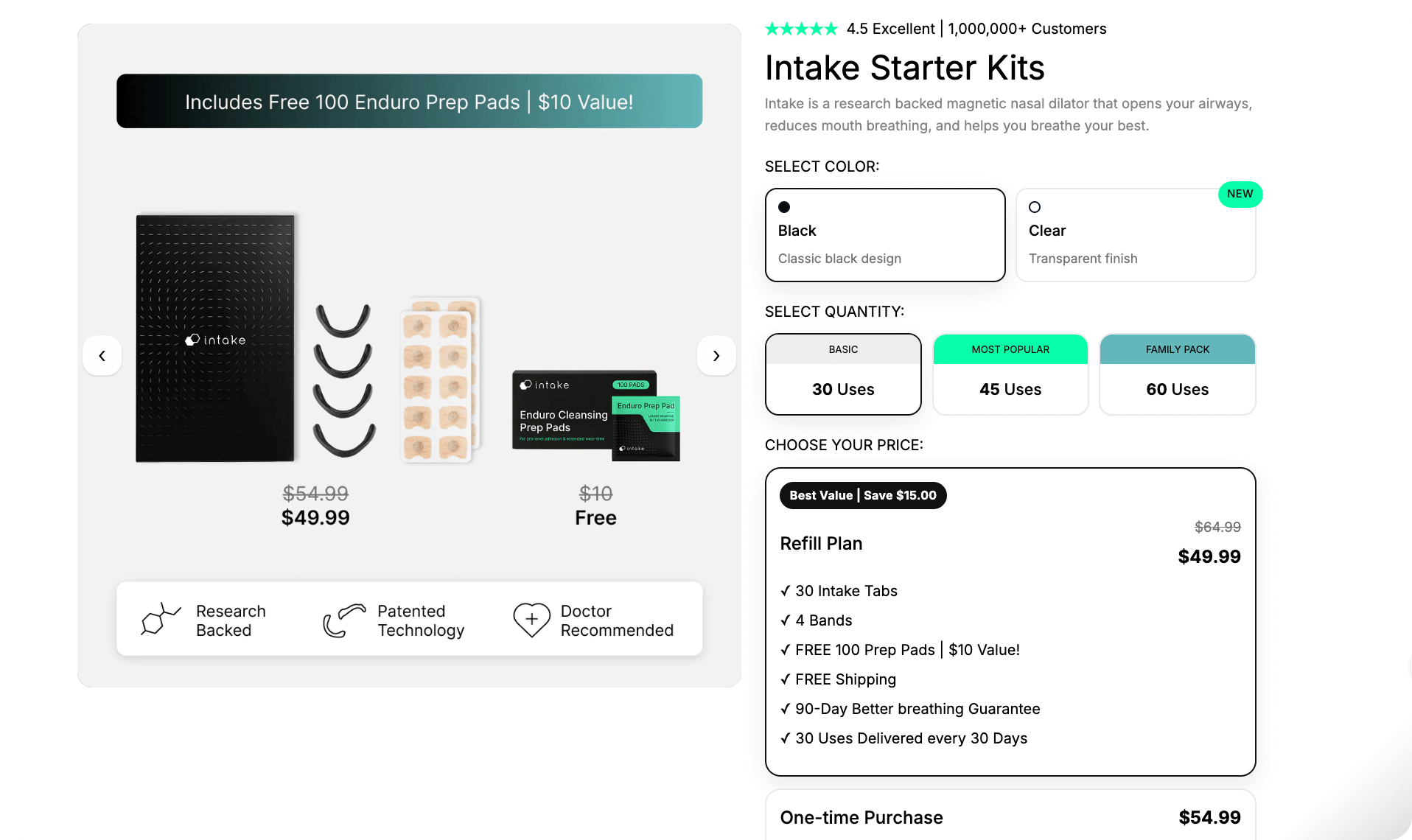 Intake Breathing free refill plan