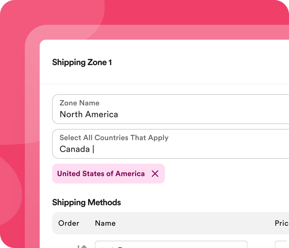 Flexible shipping parameters