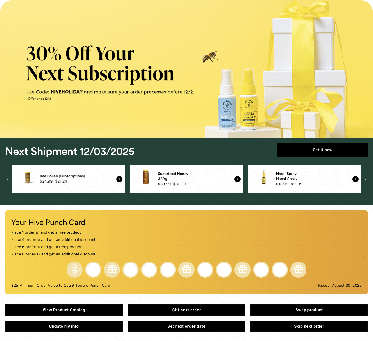 Beekeeper's Naturals self service customer portal