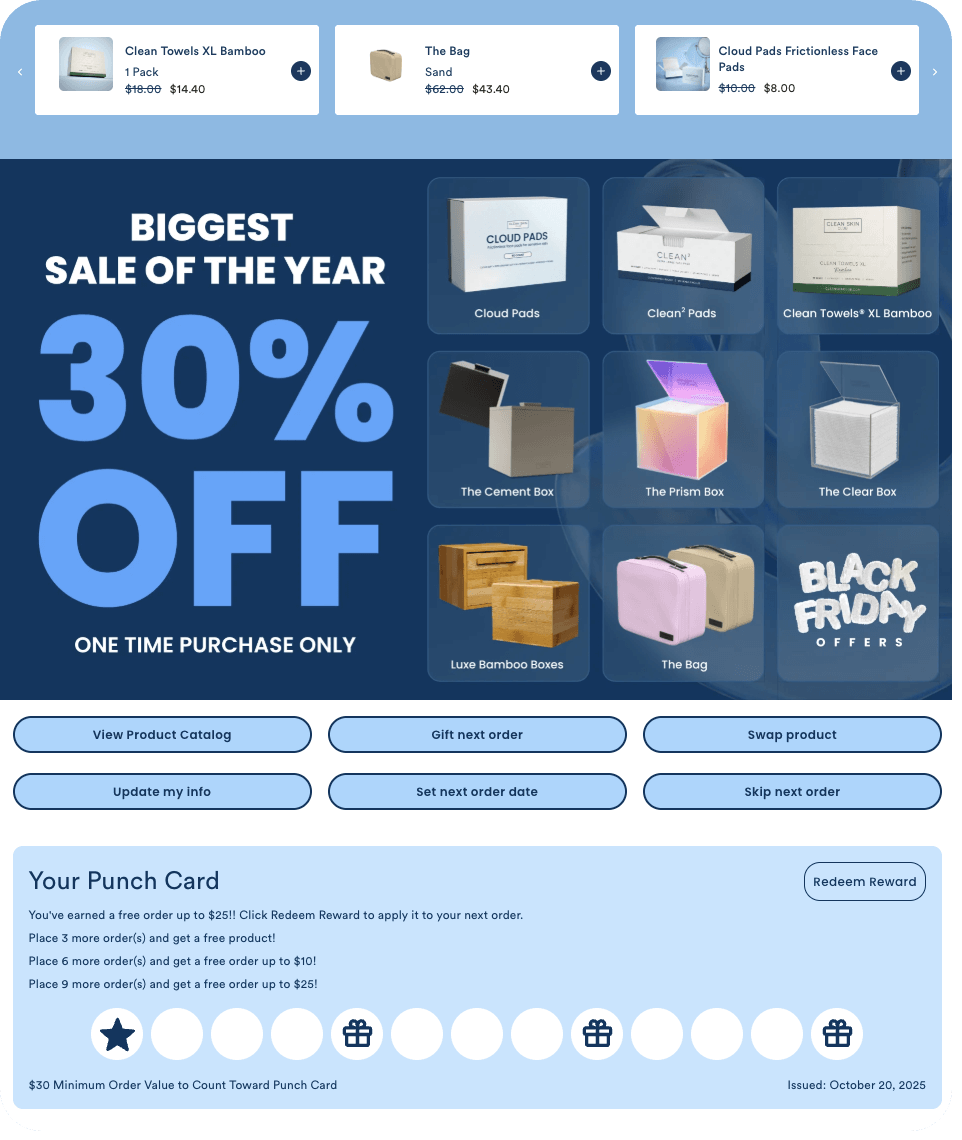 Clean Skin Club customer portal