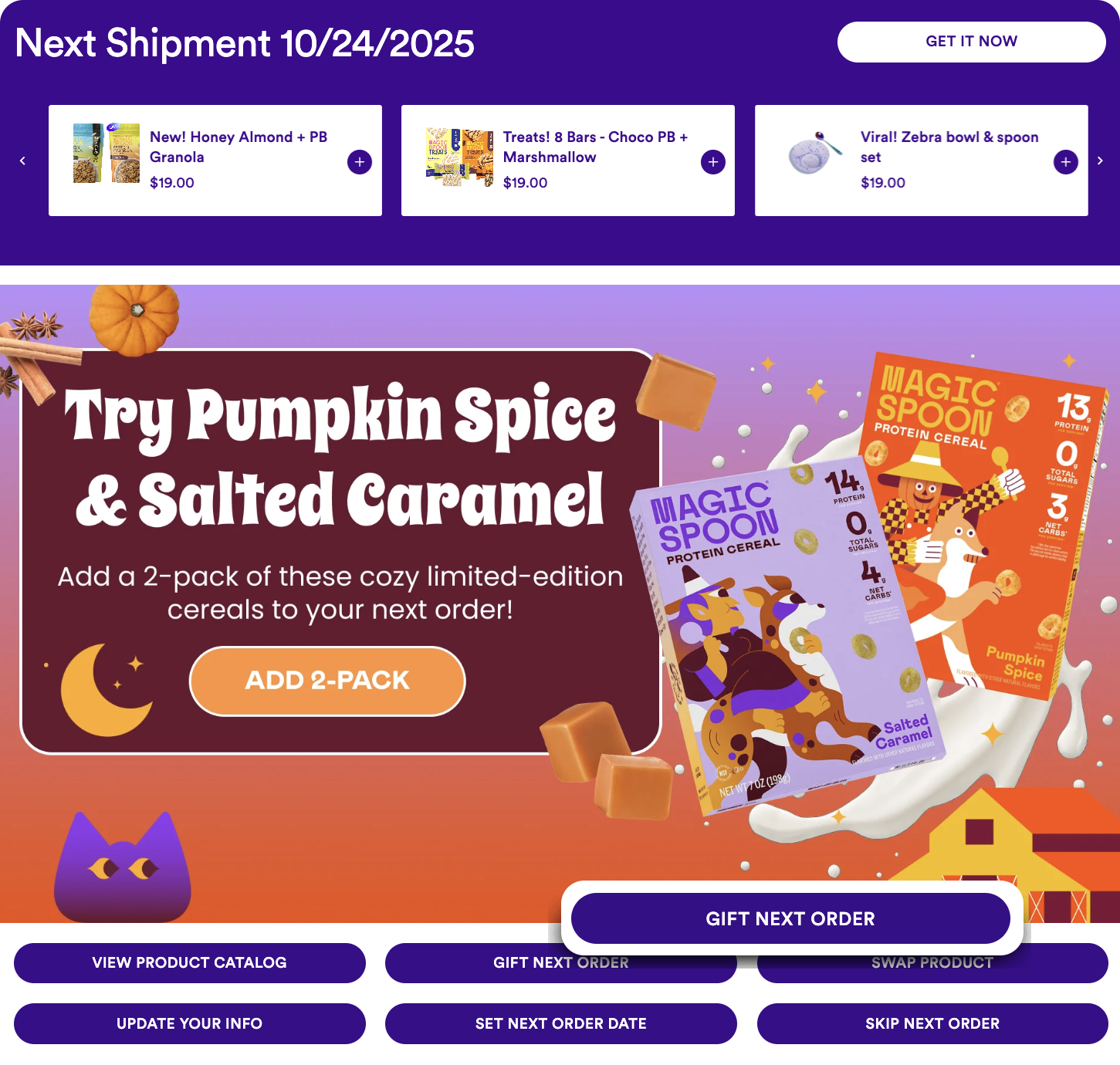 Magic Spoon customer portal on Stay AI