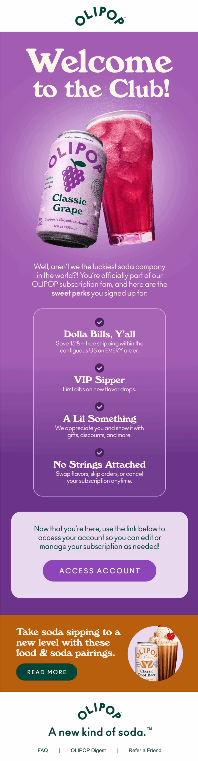 Olipop post-purchase email