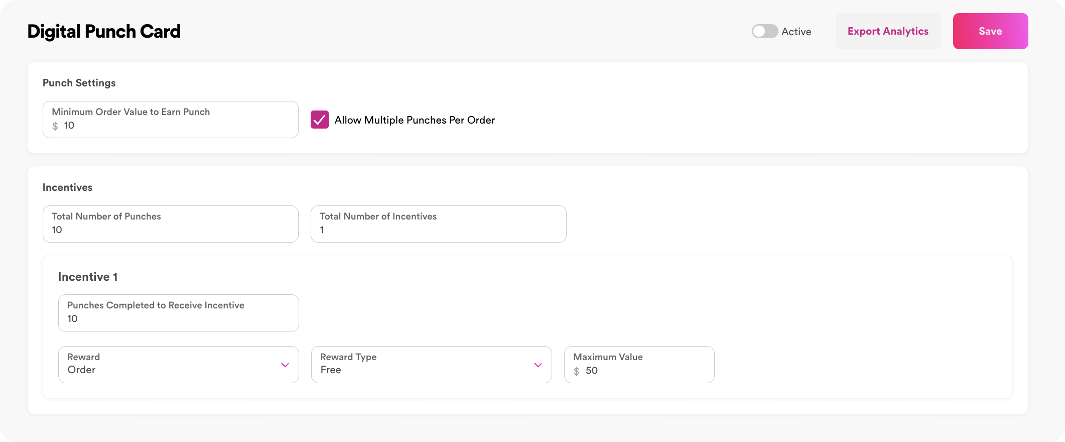 Digital Punch Card backend on Stay