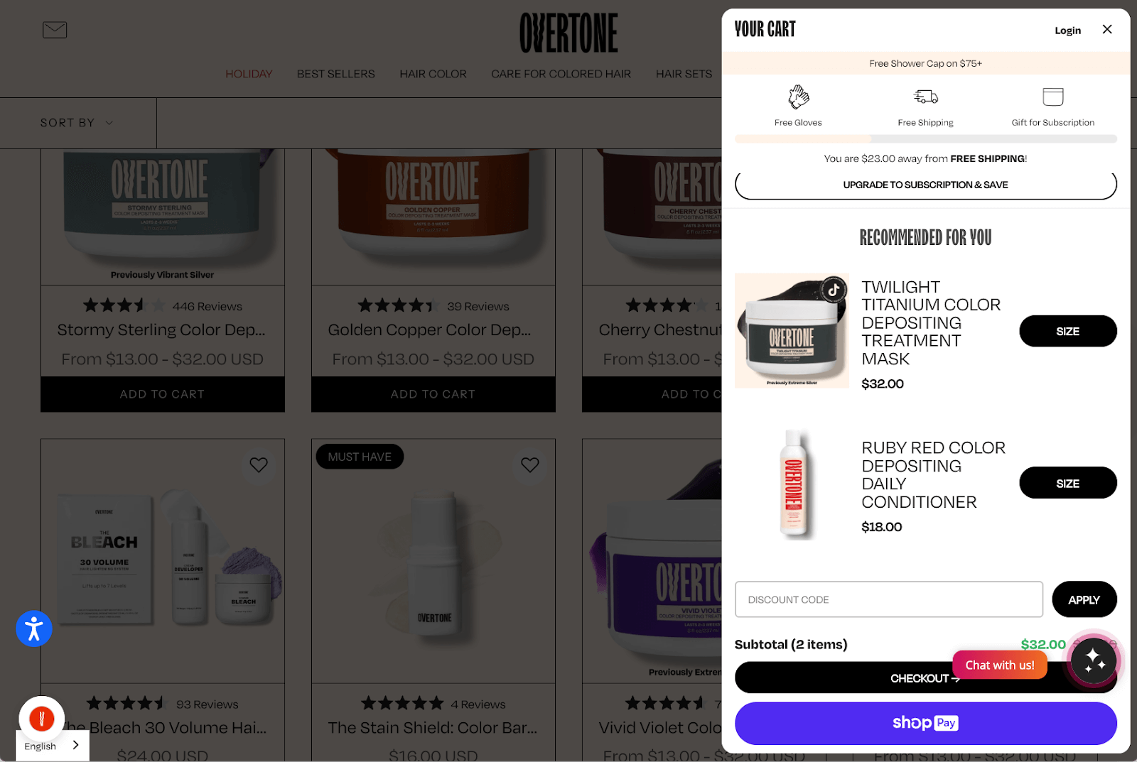 Overtone side cart offer