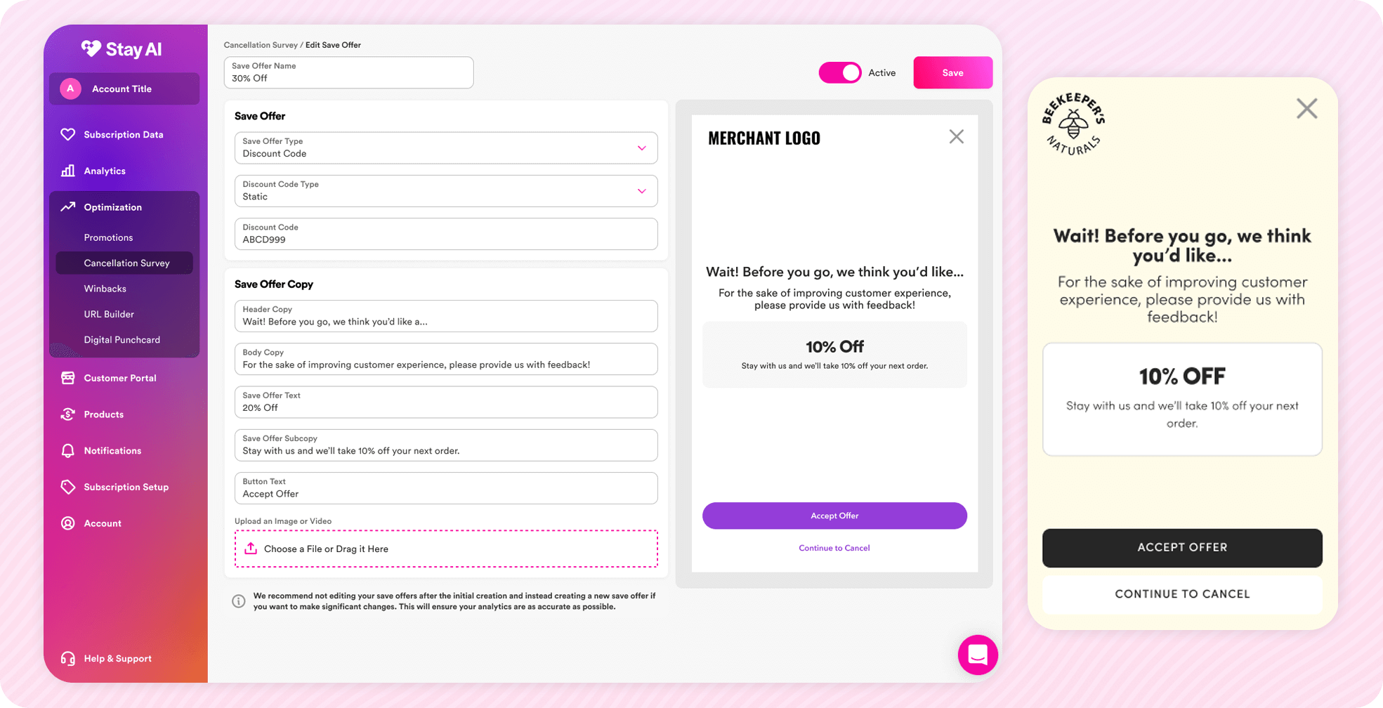 Cancellation Flows custom branding and UX