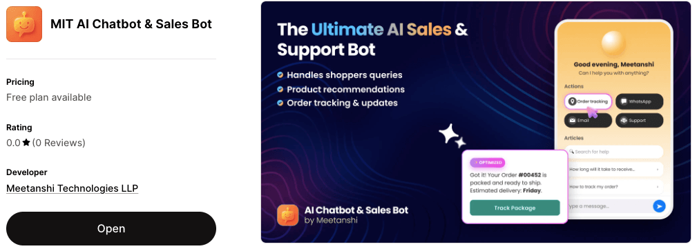 Meetanshi Shopify chatbot