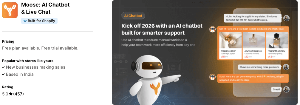Moose shopify chatbot